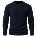 Premium Textured Knit Crew Neck Jumper – Midnight Navy | BERZZAVIO