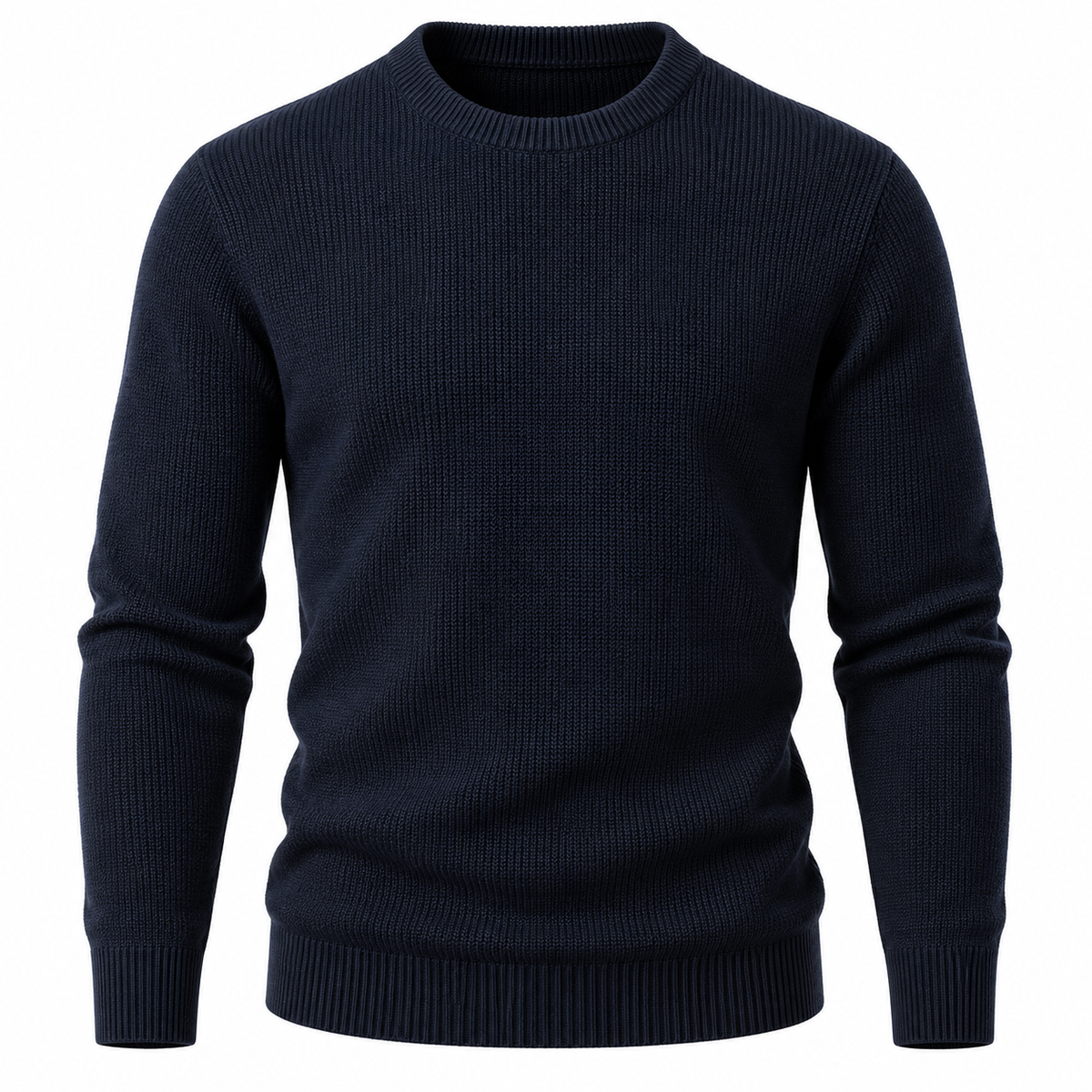 Premium Textured Knit Crew Neck Jumper – Midnight Navy | BERZZAVIO