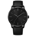 Minimalist Black Dial Leather Strap Watch – Midnight Black | BERZZAVIO