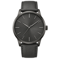 Minimalist Graphite Dial Leather Strap Watch – Charcoal Grey | BERZZAVIO